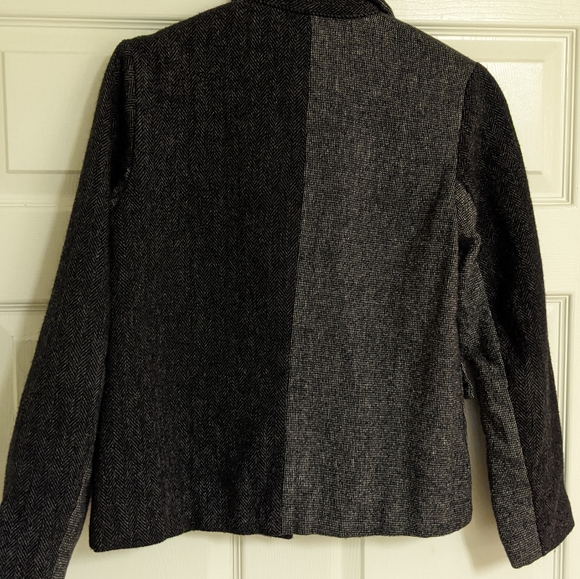 Vintage Japanese Brand Cube Sugar Wool-Blend Two-Tone Gray Tweed Jacket - Picture 2 of 6